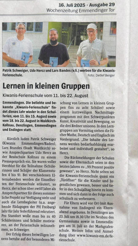 Kiwanis Ferienschule Waldkirch 2025